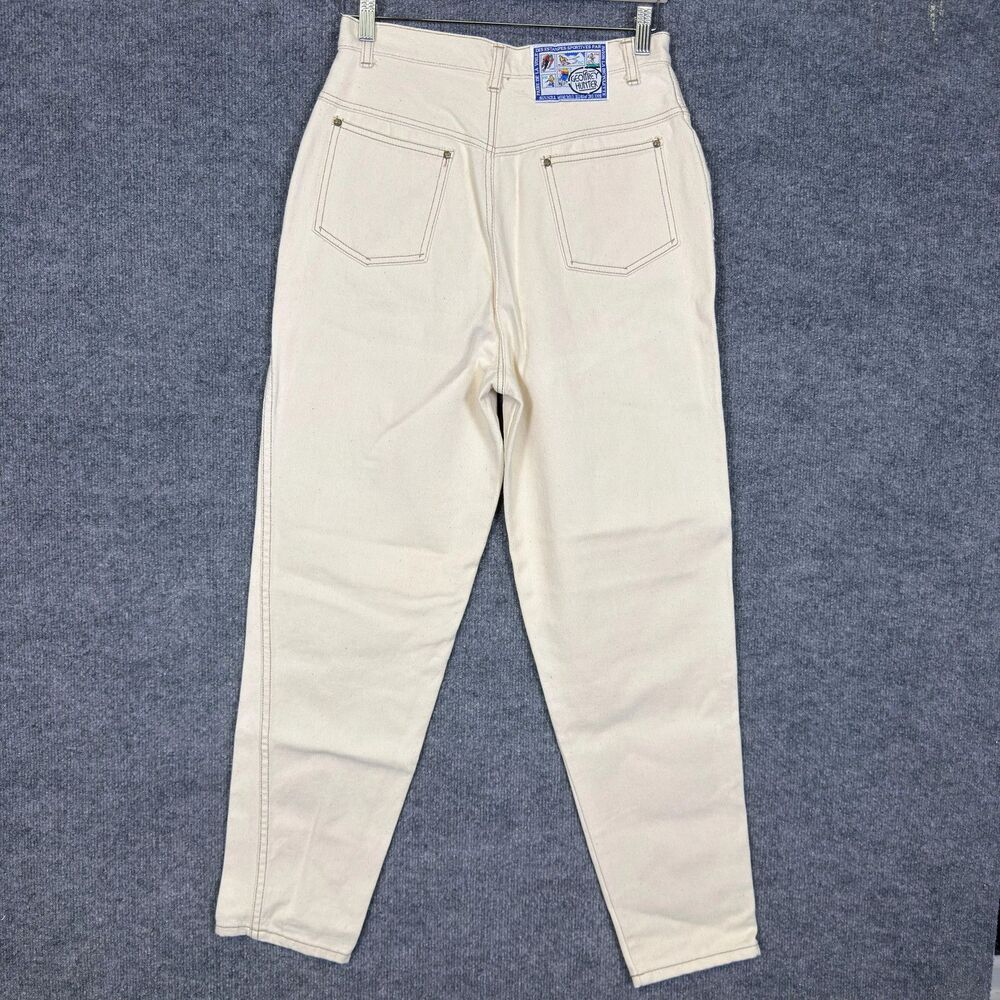 Geoffrey Hunter Women's Mom Jeans Size 12 Cream High Waisted Tapered Leg Vintage
